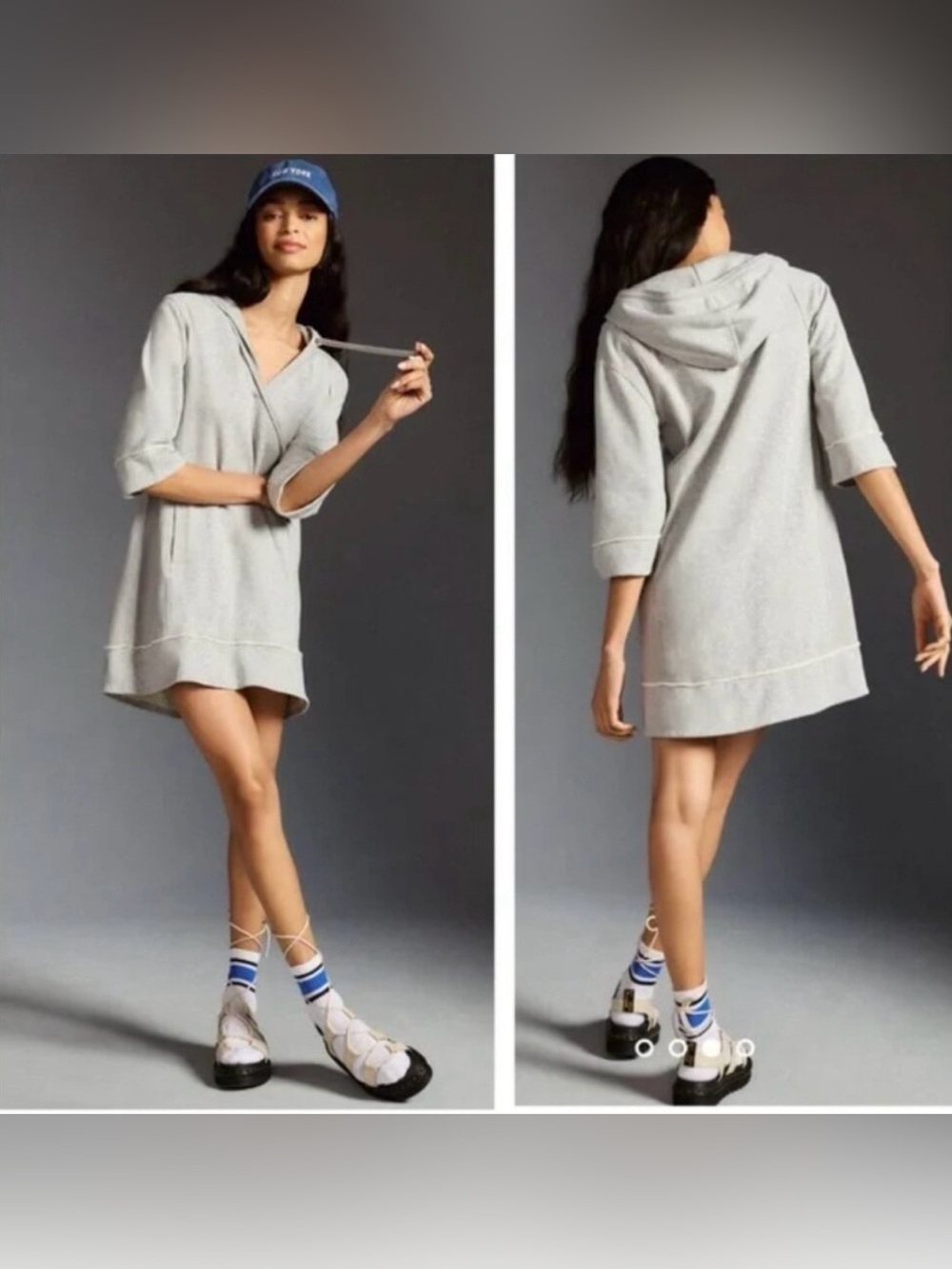 Anthropologie Daily Practice Hooded Dress in Gray